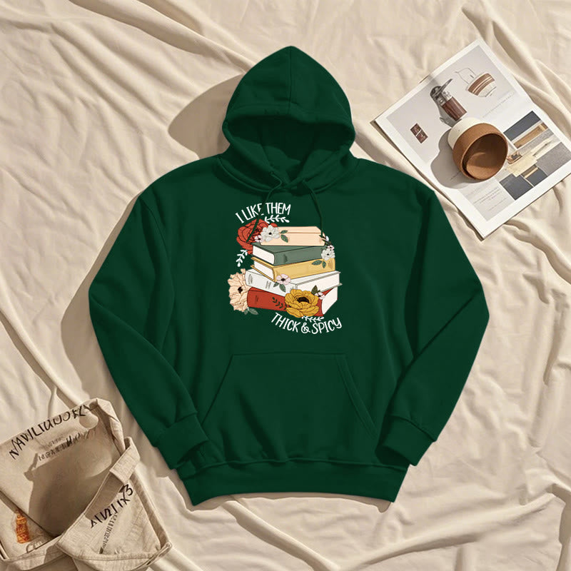 Book Lover Flower Fleece Lined Hoodie Long Sleeves Hoodie