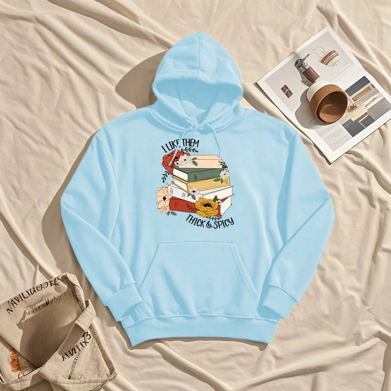 Book Lover Flower Fleece Lined Hoodie Long Sleeves Hoodie