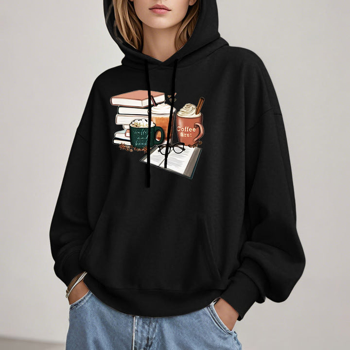 Book Lover Coffee Fleece Lined Hoodie Long Sleeves Hoodie