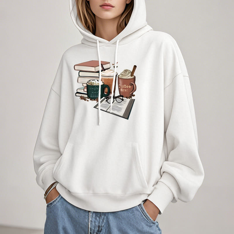 Book Lover Coffee Fleece Lined Hoodie Long Sleeves Hoodie