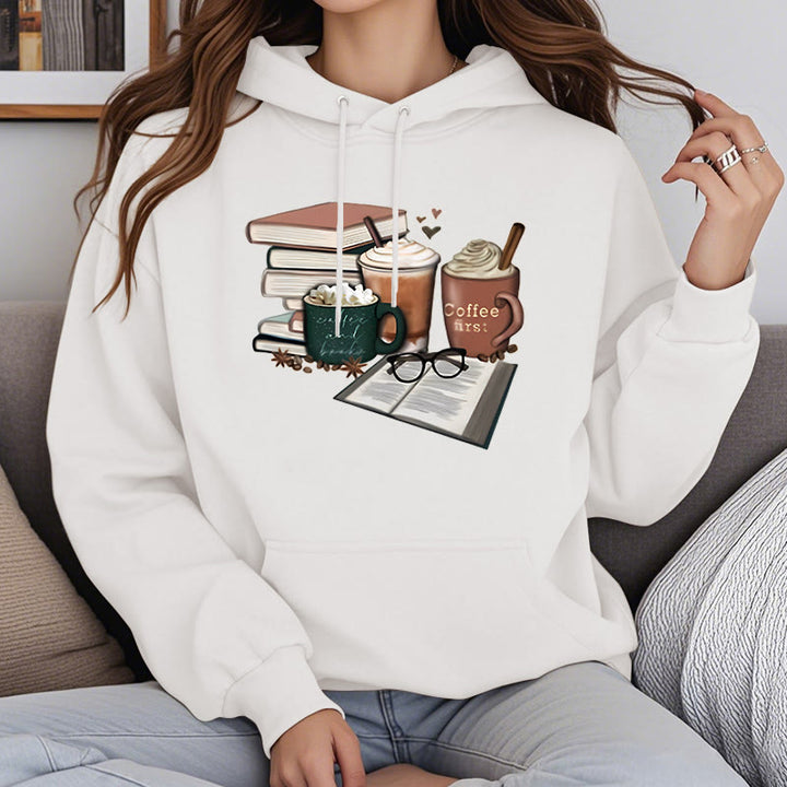 Book Lover Coffee Fleece Lined Hoodie Long Sleeves Hoodie