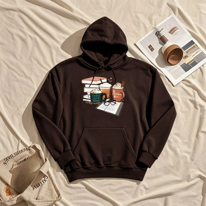 Book Lover Coffee Fleece Lined Hoodie Long Sleeves Hoodie