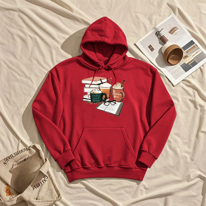 Book Lover Coffee Fleece Lined Hoodie Long Sleeves Hoodie