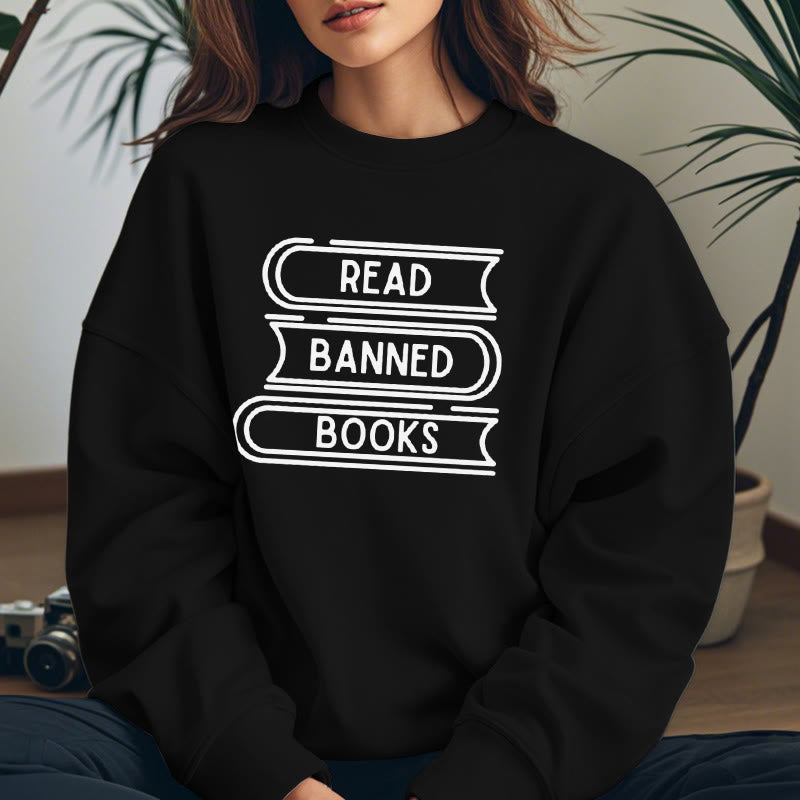 READ, BANNED, BOOKS Womens Crewneck Sweatshirt Pullover