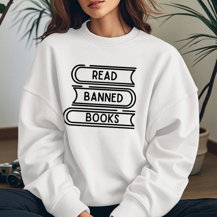 READ, BANNED, BOOKS Womens Crewneck Sweatshirt Pullover