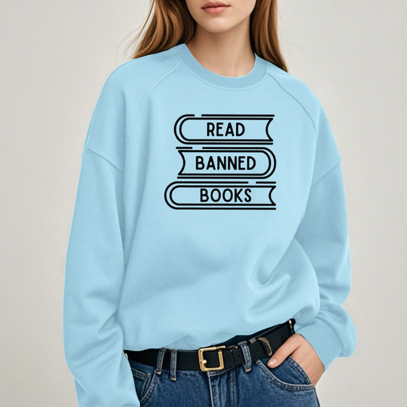 READ, BANNED, BOOKS Womens Crewneck Sweatshirt Pullover