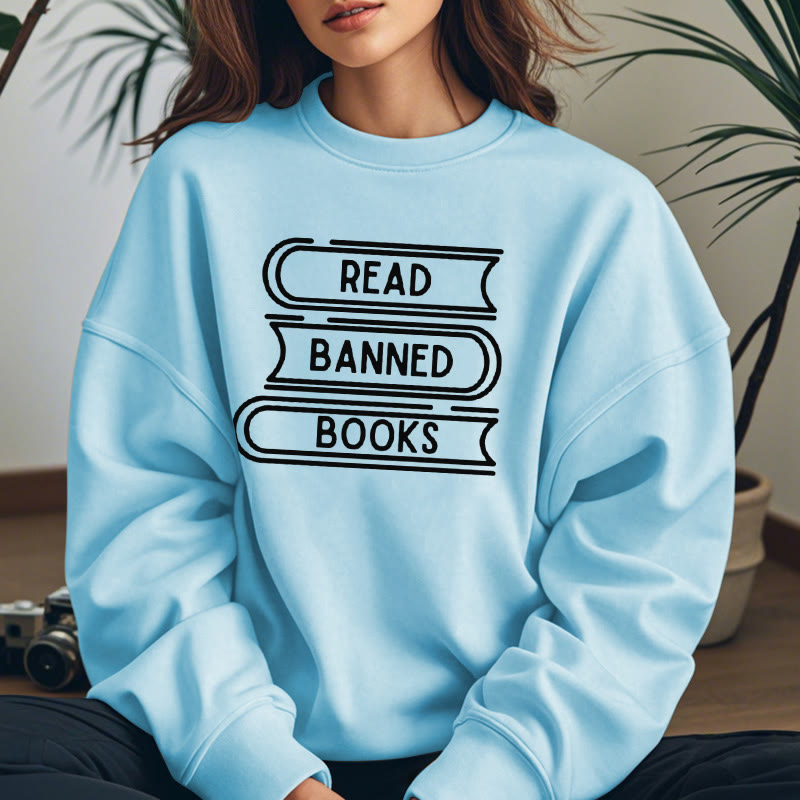 READ, BANNED, BOOKS Womens Crewneck Sweatshirt Pullover