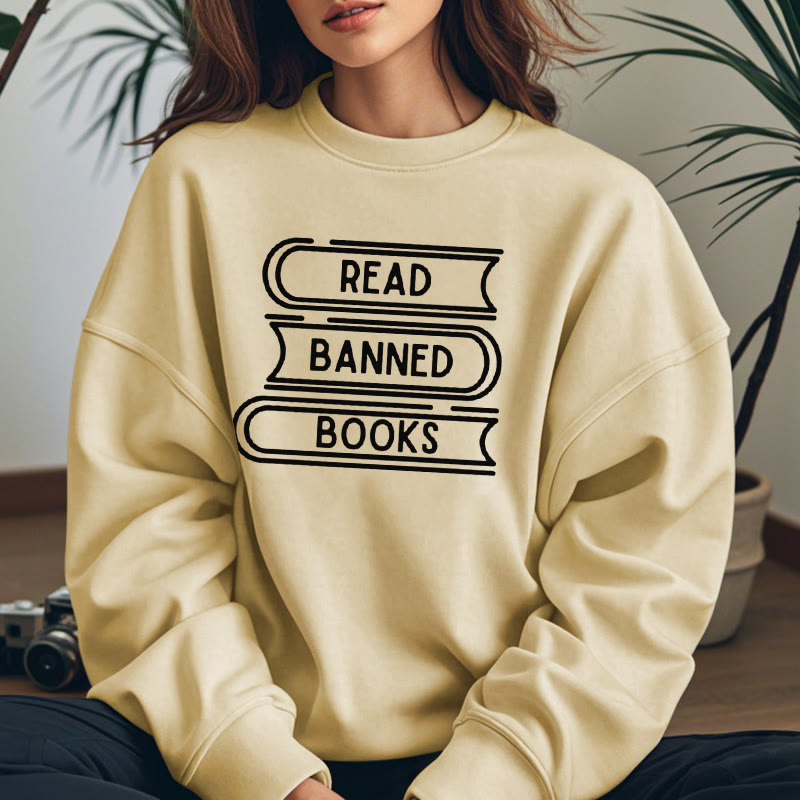 READ, BANNED, BOOKS Womens Crewneck Sweatshirt Pullover