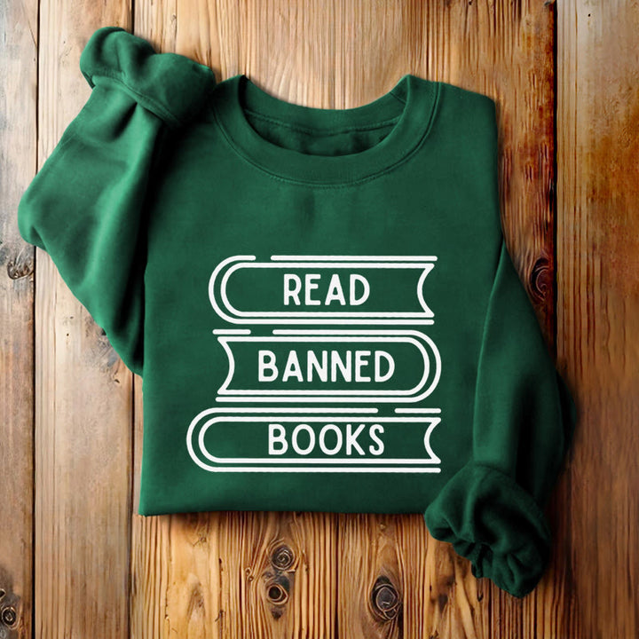 READ, BANNED, BOOKS Womens Crewneck Sweatshirt Pullover