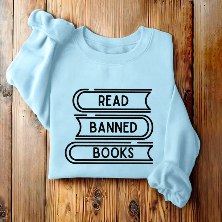 READ, BANNED, BOOKS Womens Crewneck Sweatshirt Pullover