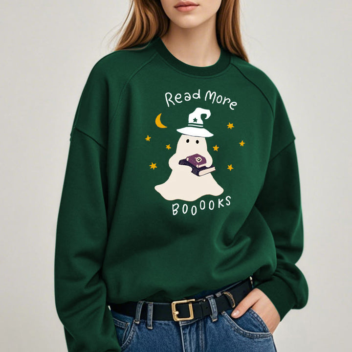 READ MORE BOOOOKS Cute Ghost Womens Crewneck Sweatshirt Pullover