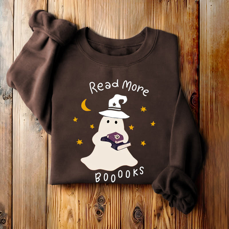 READ MORE BOOOOKS Cute Ghost Womens Crewneck Sweatshirt Pullover