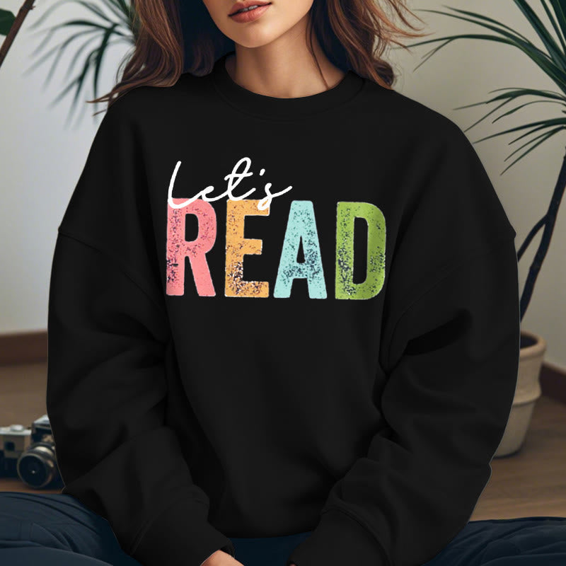 LET'S READ Bookish Womens Crewneck Sweatshirt Pullover