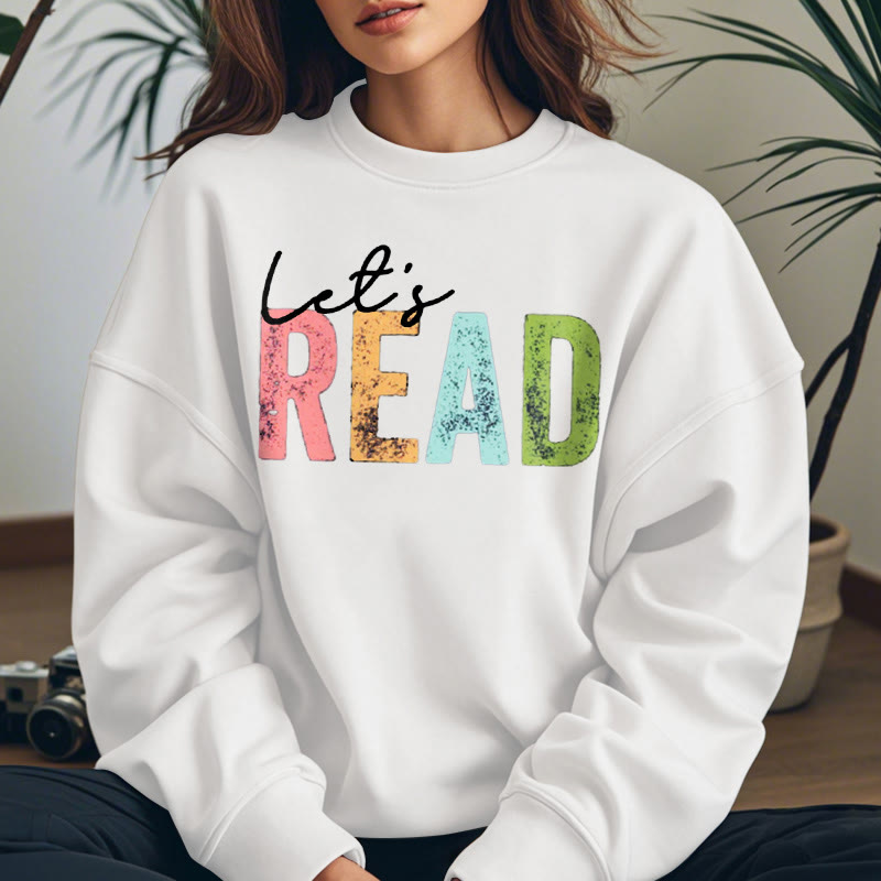 LET'S READ Bookish Womens Crewneck Sweatshirt Pullover