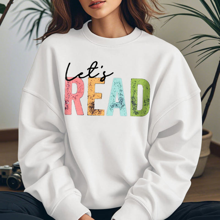 LET'S READ Bookish Womens Crewneck Sweatshirt Pullover