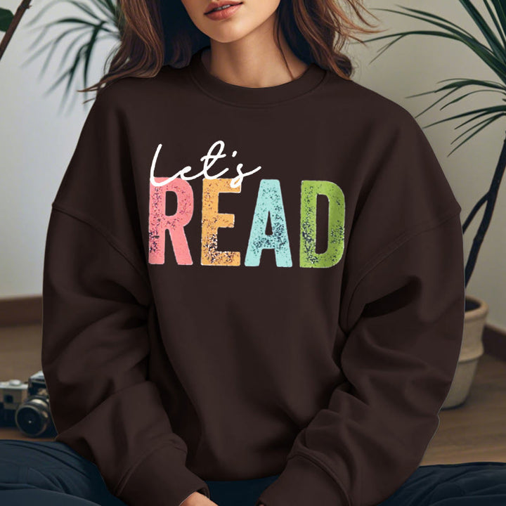 LET'S READ Bookish Womens Crewneck Sweatshirt Pullover