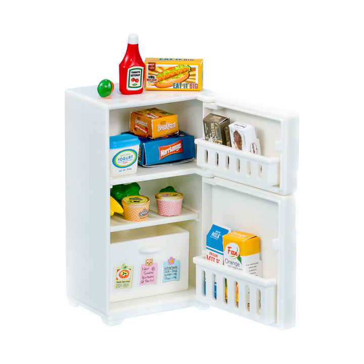 Miniatures White Refrigerator Set Artificial Playing Toys Set For Dollhouse