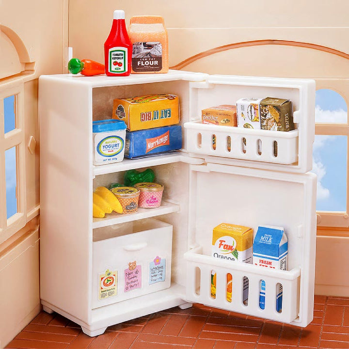 Miniatures White Refrigerator Set Artificial Playing Toys Set For Dollhouse