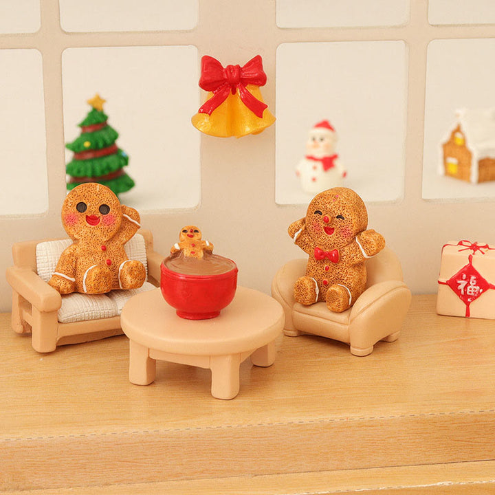 Miniatures Dollhouse Decoration Gingerbread Man Snowman Mini Ornament Scene Accessories