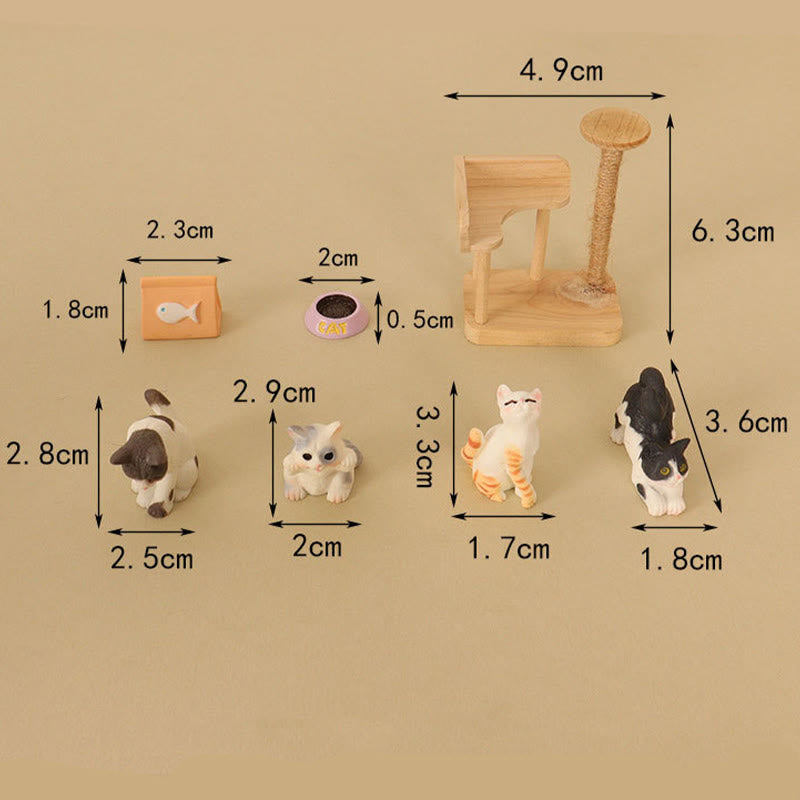 Miniatures Cat Carrier Artificial Cute Kitten Dollhouse Ornaments