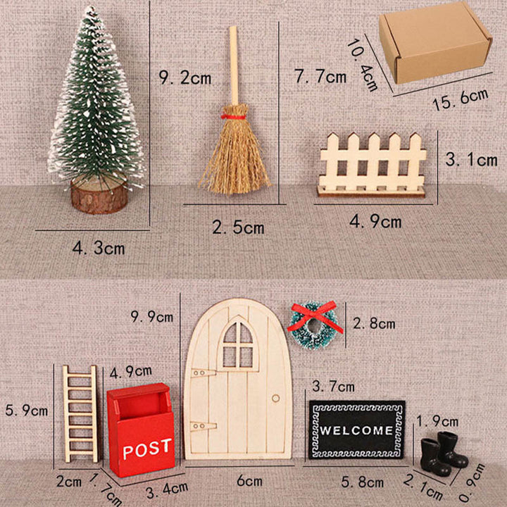 Miniature Christmas Holiday Scene Santa Door Accessory Mini Dollhouse Decoration