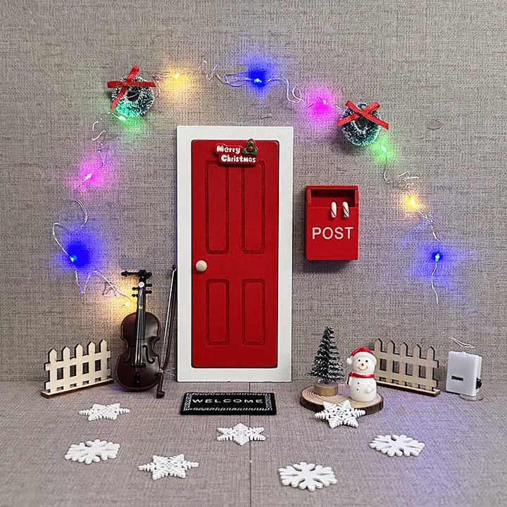 Miniatures Christmas Scene Artificial Dollhouse Decoration With Small Lights