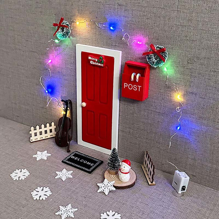 Miniatures Christmas Scene Artificial Dollhouse Decoration With Small Lights