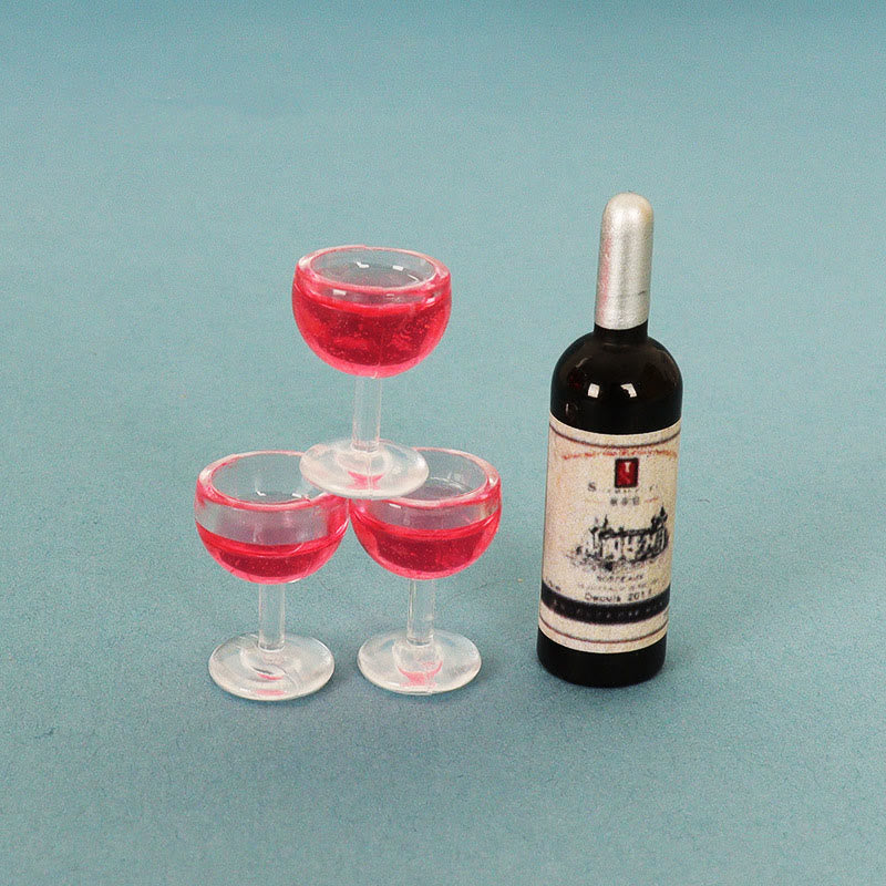 Miniatures Red Wine Steak Set Artificial Mini Food Set For Dollhouse