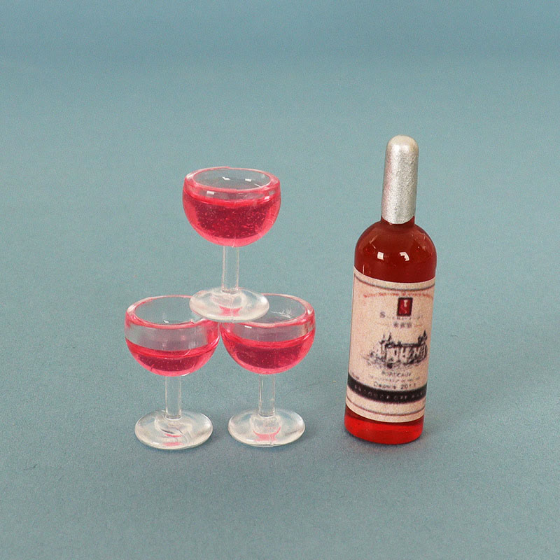 Miniatures Red Wine Steak Set Artificial Mini Food Set For Dollhouse