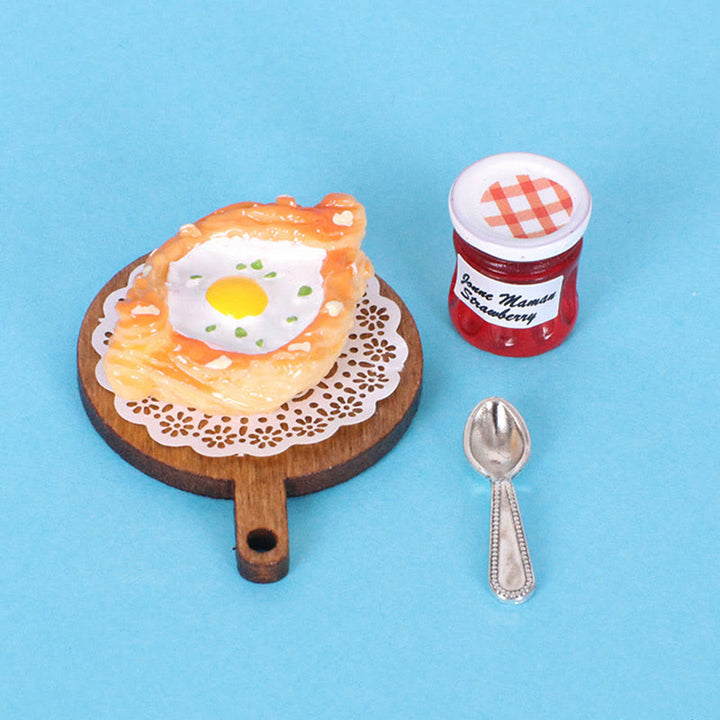 Miniatures Bread And Jam Tray Set Artificial Mini Food Set For Dollhouse