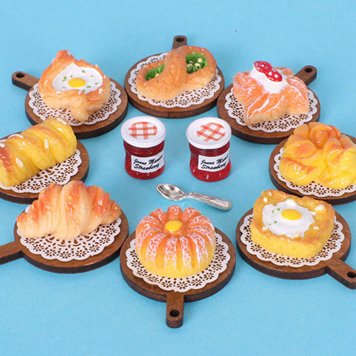 Miniatures Bread And Jam Tray Set Artificial Mini Food Set For Dollhouse