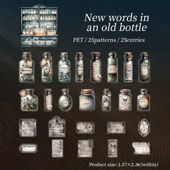 Small Bottle Series Stickers For Decorative Journaling Crafts