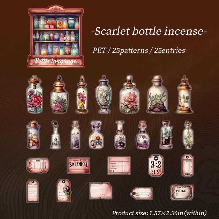 Small Bottle Series Stickers For Decorative Journaling Crafts