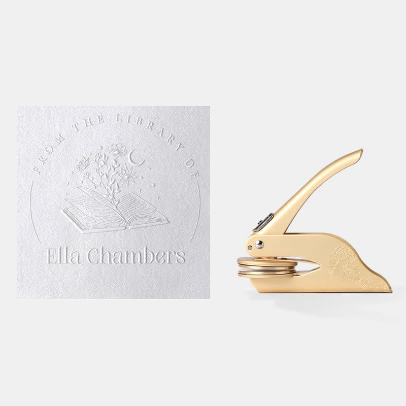 Personalized Books And Plants Monogram Book Embosser Stamp With Name