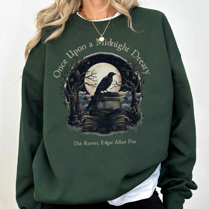 Once Upon A Midnight Dreary Womens Crewneck Sweatshirt Pullover