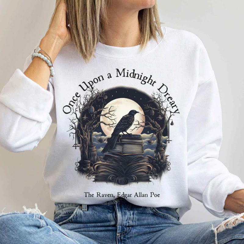 Once Upon A Midnight Dreary Womens Crewneck Sweatshirt Pullover