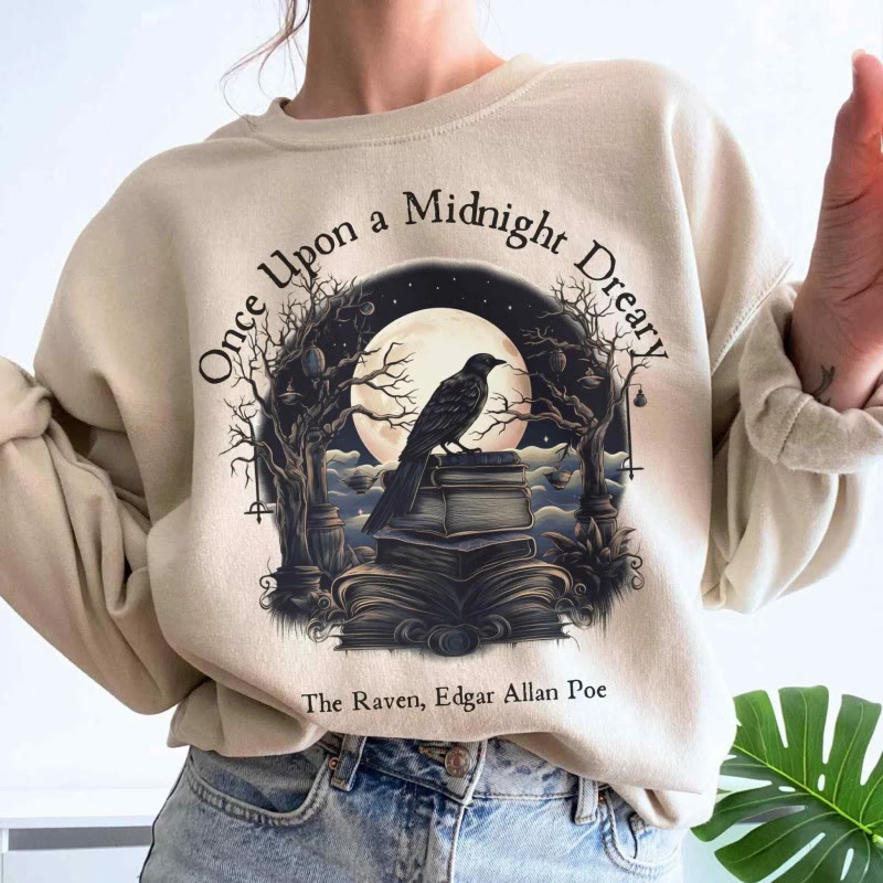 Once Upon A Midnight Dreary Womens Crewneck Sweatshirt Pullover