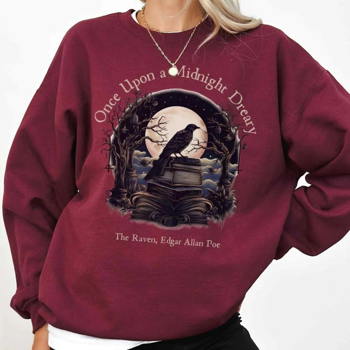 Once Upon A Midnight Dreary Womens Crewneck Sweatshirt Pullover