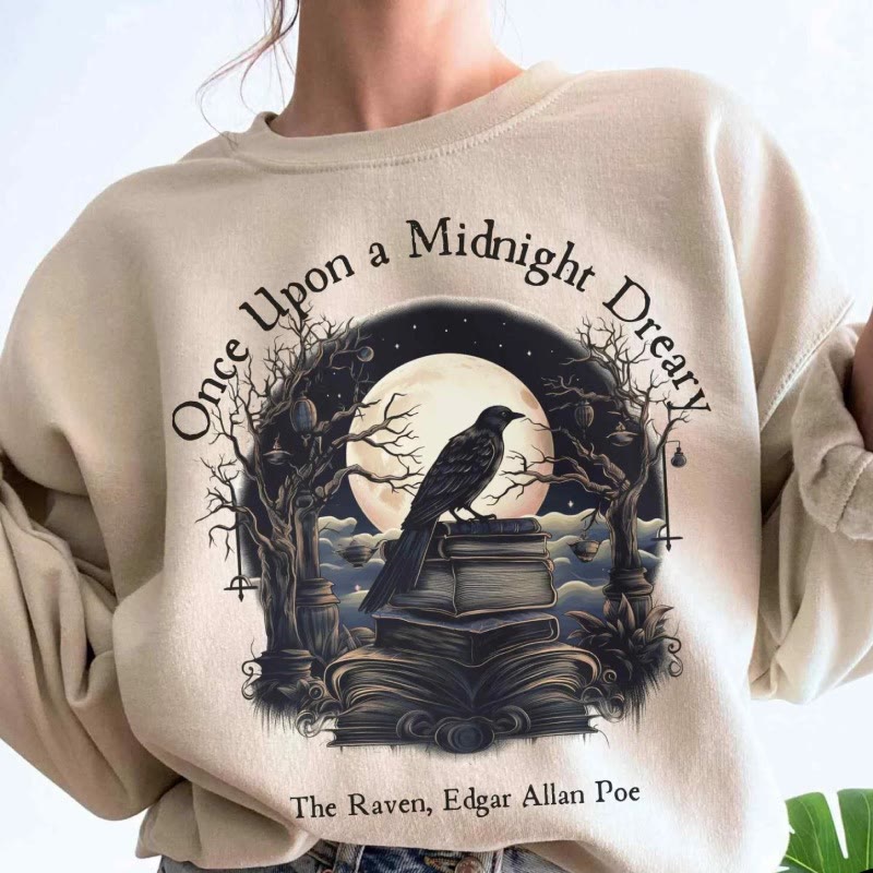 Once Upon A Midnight Dreary Womens Crewneck Sweatshirt Pullover