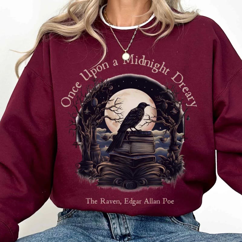 Once Upon A Midnight Dreary Womens Crewneck Sweatshirt Pullover