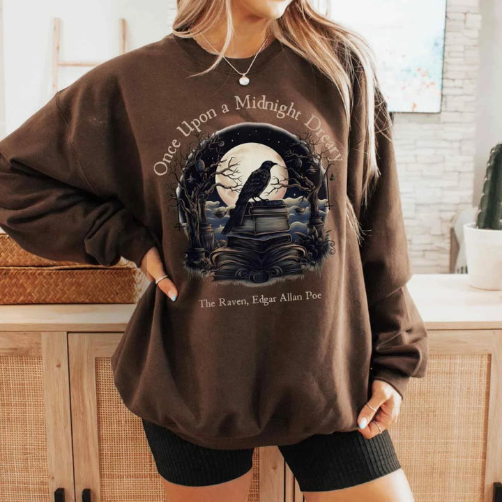 Once Upon A Midnight Dreary Womens Crewneck Sweatshirt Pullover