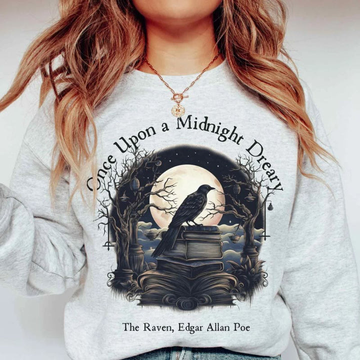 Once Upon A Midnight Dreary Womens Crewneck Sweatshirt Pullover