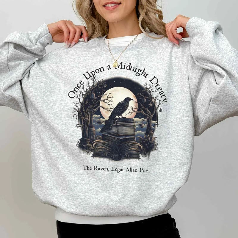 Once Upon A Midnight Dreary Womens Crewneck Sweatshirt Pullover