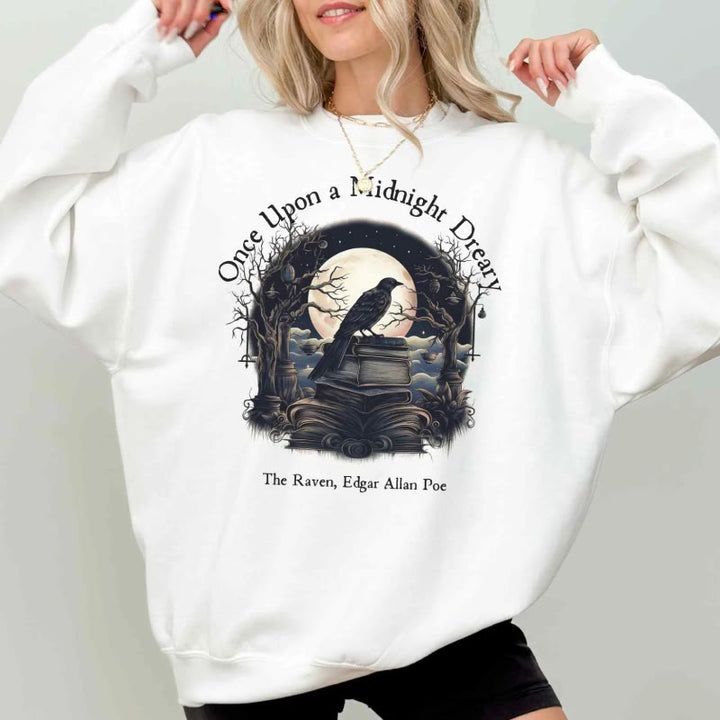 Once Upon A Midnight Dreary Womens Crewneck Sweatshirt Pullover