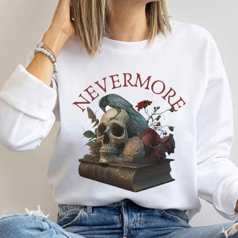 Edgar Allan Poe Nevermore Womens Crewneck Sweatshirt Pullover