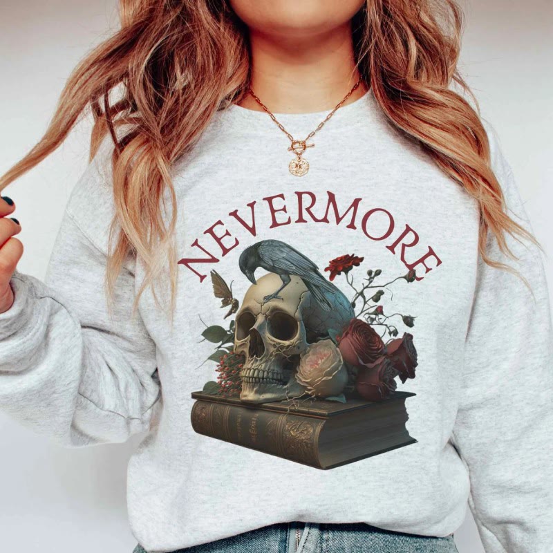 Edgar Allan Poe Nevermore Womens Crewneck Sweatshirt Pullover