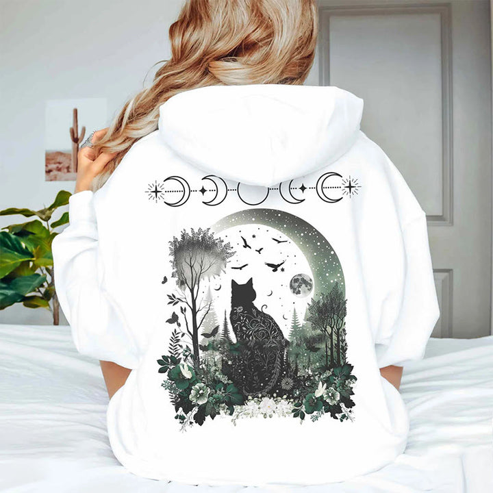 Mystical Black Cat Hoodie Womens Long Sleeve Comfy Hoodie