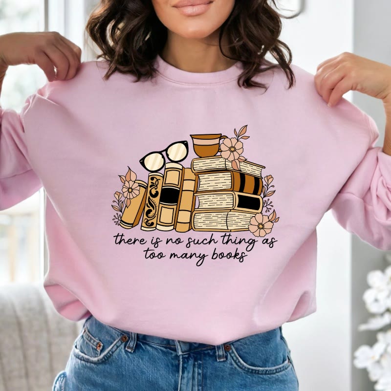 Floral Book Nerd Fleece Long Sleeve Sweatshirt Crewneck Sweatshirt Pullover