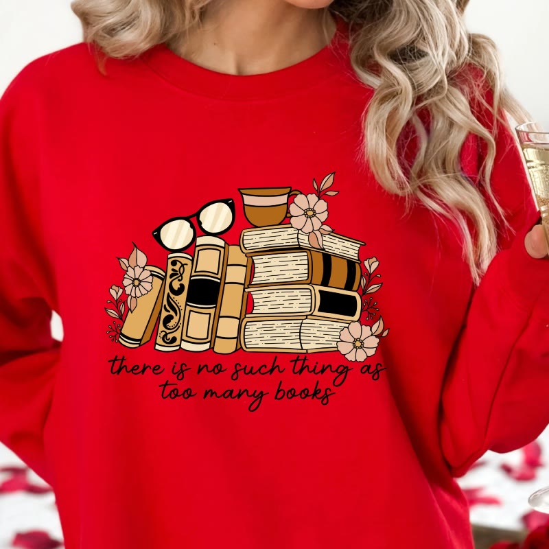 Floral Book Nerd Fleece Long Sleeve Sweatshirt Crewneck Sweatshirt Pullover