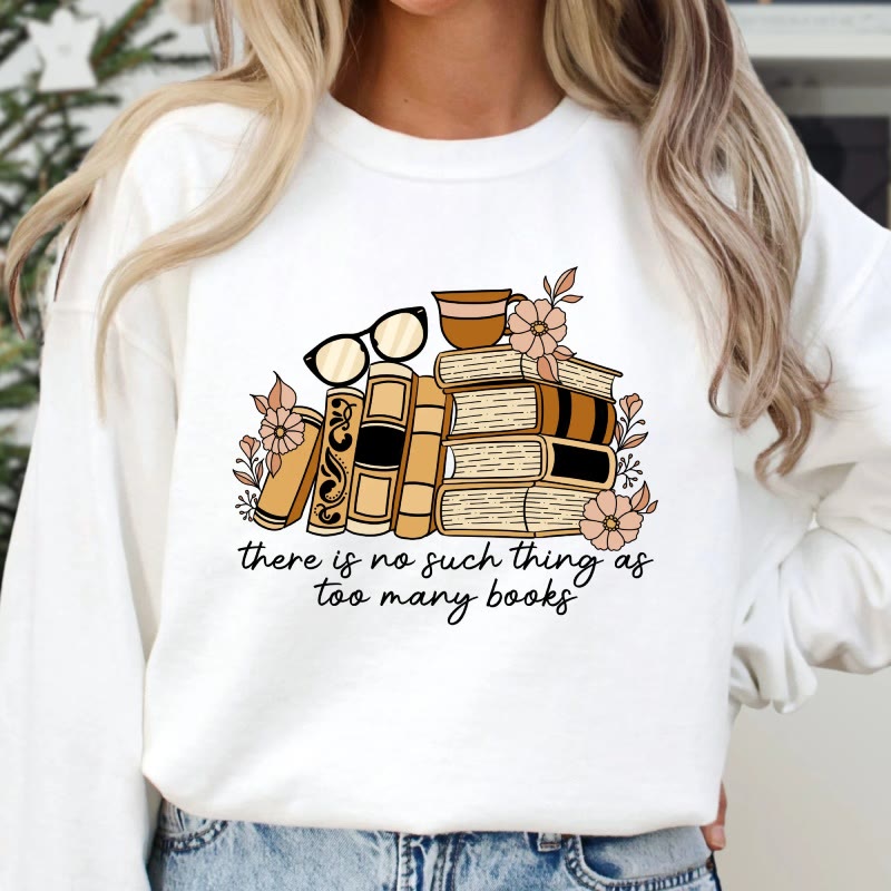 Floral Book Nerd Fleece Long Sleeve Sweatshirt Crewneck Sweatshirt Pullover